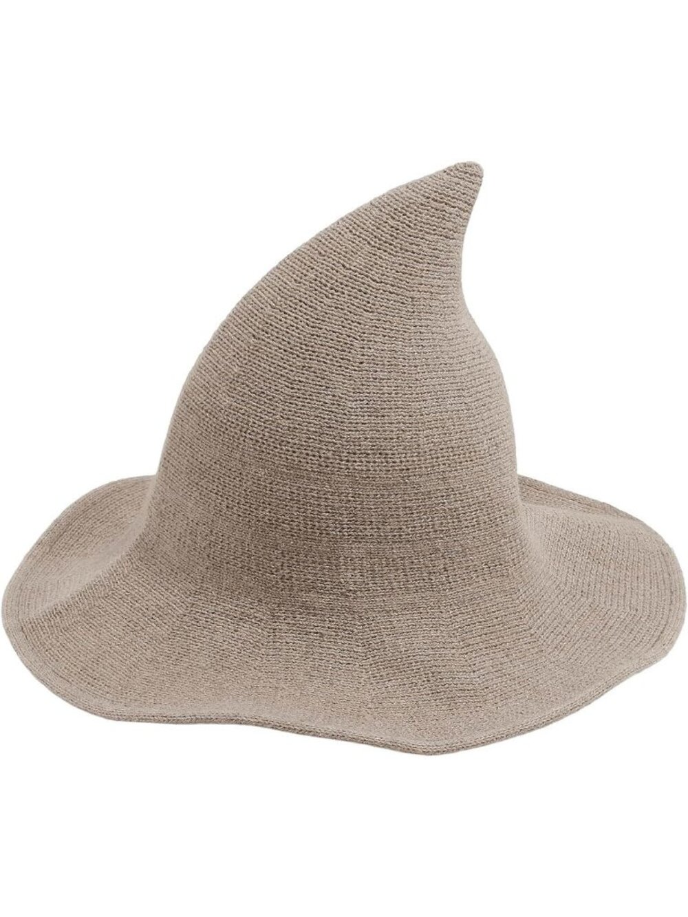 Women Khaki Halloween Knitted Wool Wizard Witch Hat Brim Pointed Witches Cap